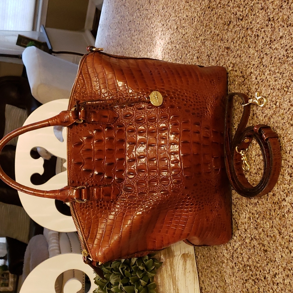 Brahmin large duxbury satchel in pecan Melbourne leather